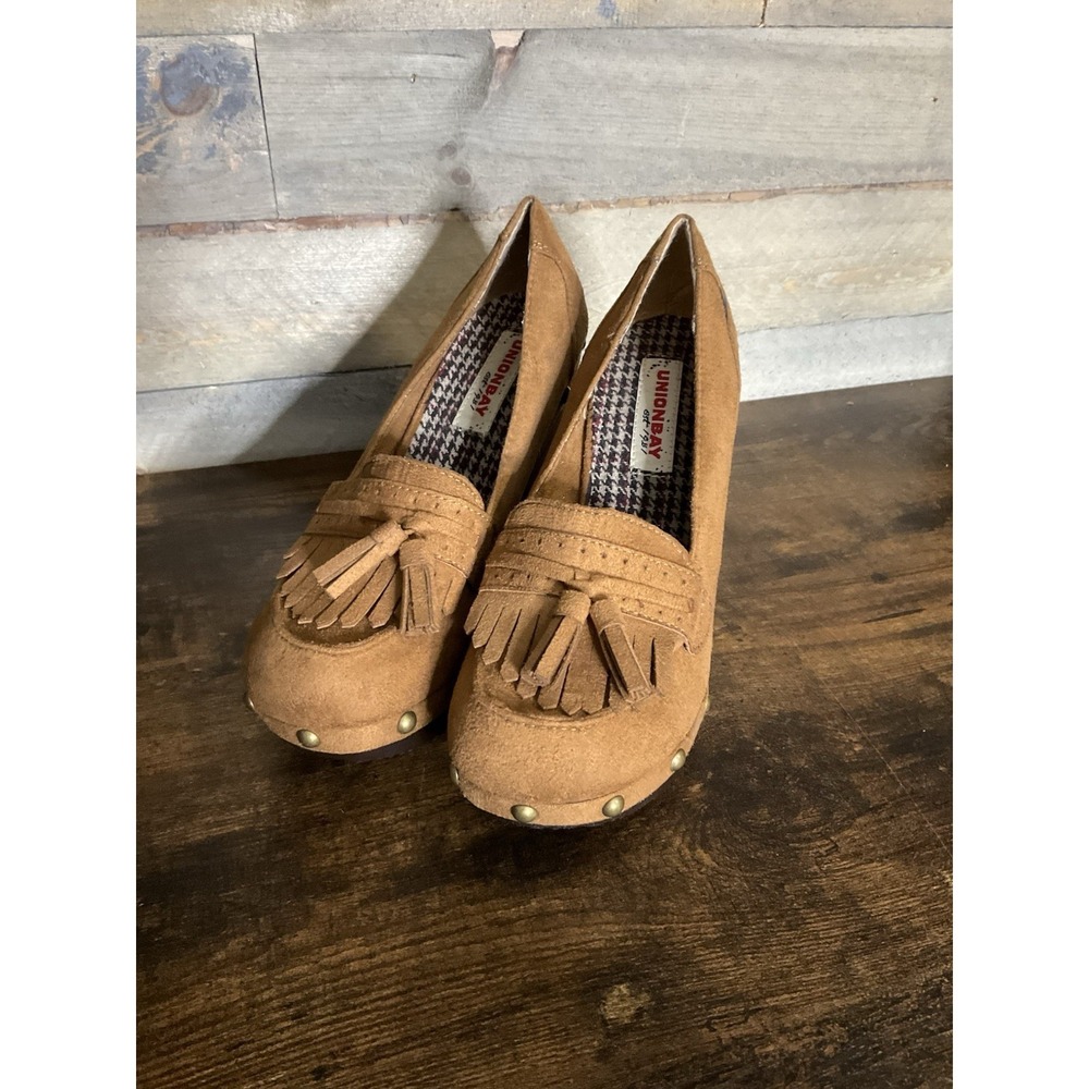 UnionBay Platform Womens 7 Nicolette Chunky Heels Brown Y2K Clog Tassel Retro